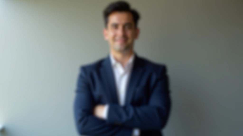 Person standing confidently with arms crossed, professional attire, calm confident expression in modern space